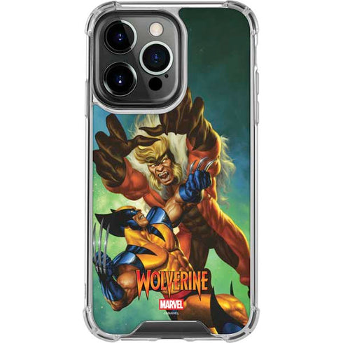 Marvel X-Men Wolverine Vs Sabretooth iPhone 14 Pro Clear Case